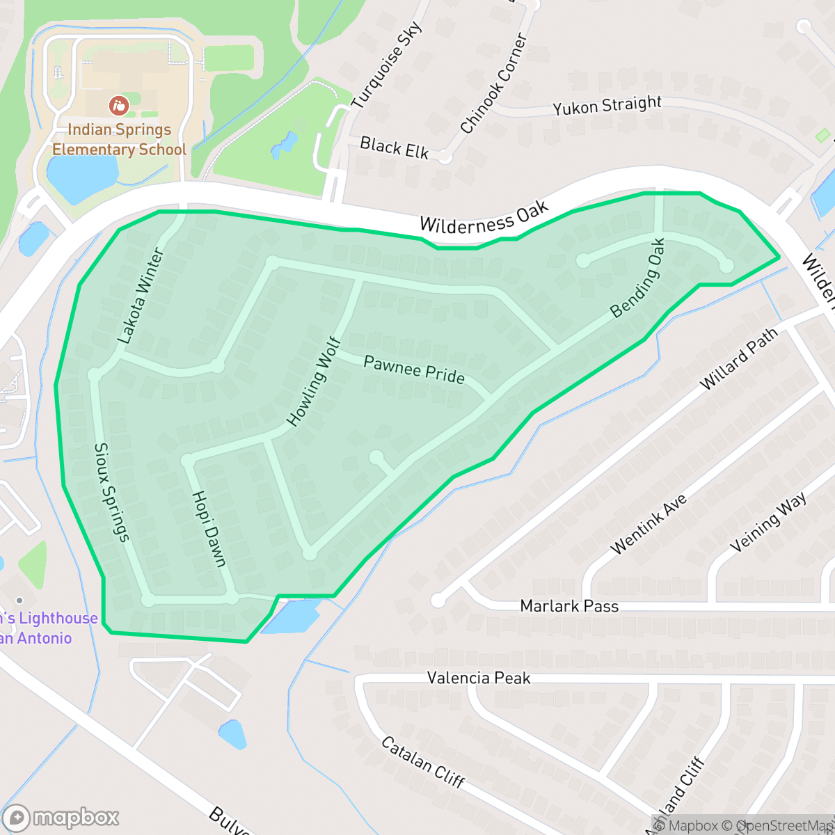 Map showing the location of The Colony, San Antonio, TX
