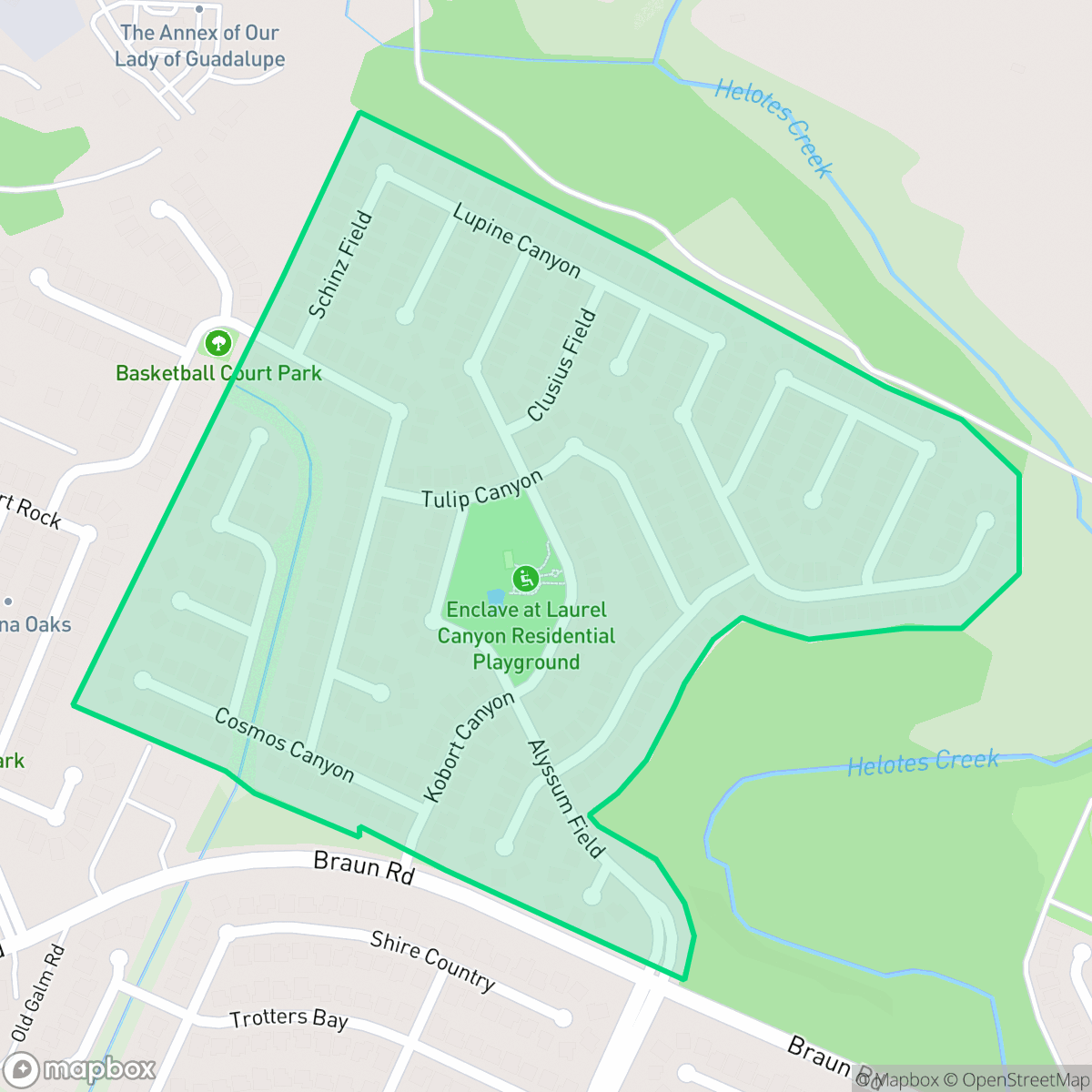 Map showing the location of The Enclave at Laurel Canyon, San Antonio, TX