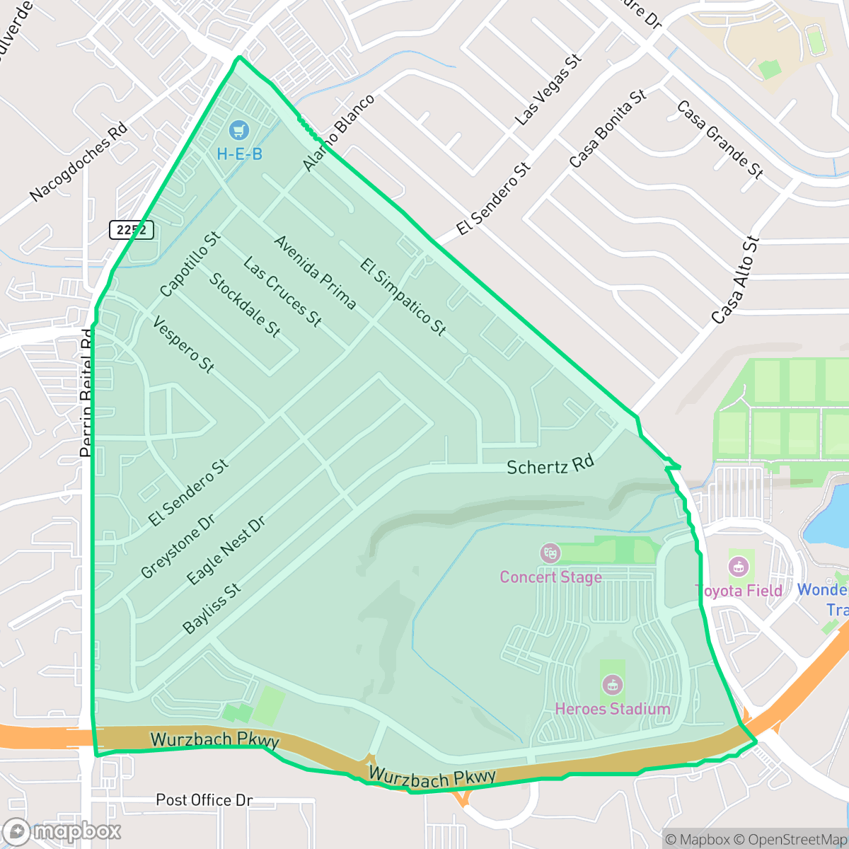 Map showing the location of The Hills of Park North, San Antonio, TX