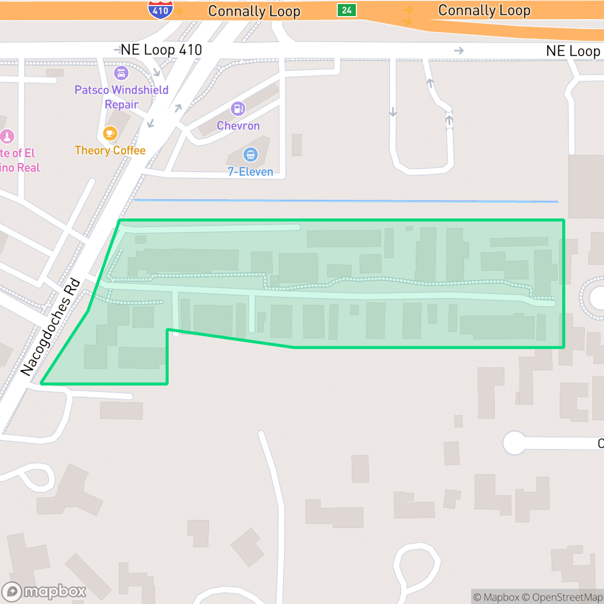 Map showing the location of The Oaks-Oak Park - Northwood, San Antonio, TX