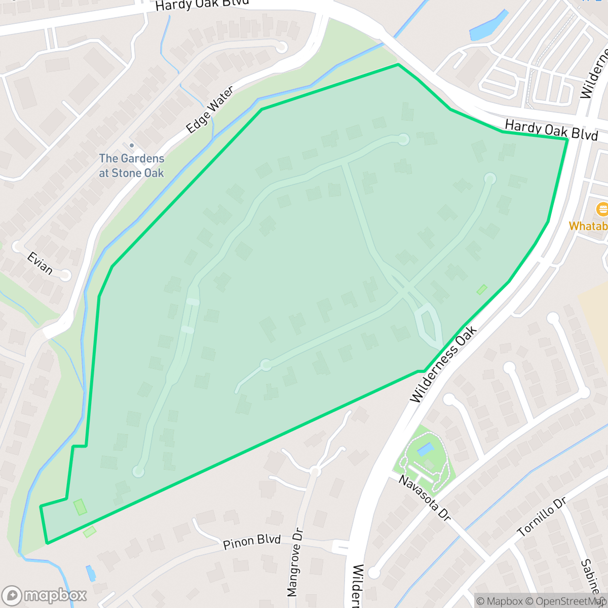 Map showing the location of The Overlook, San Antonio, TX