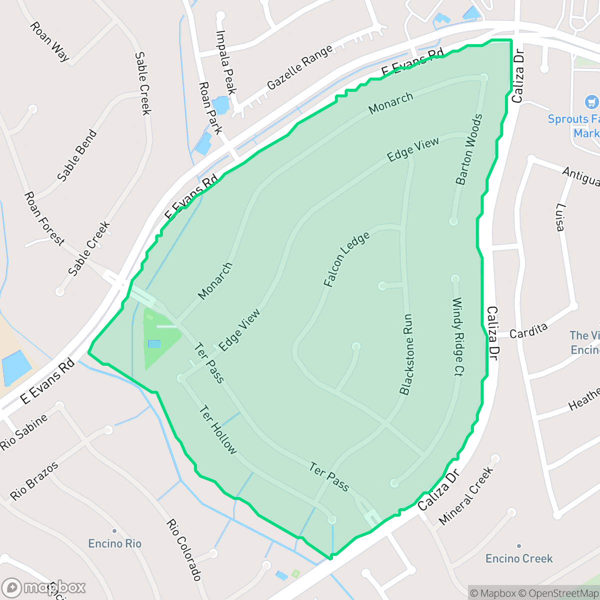 Map showing the location of The Terraces at Encino Creek Owners Association, San Antonio, TX