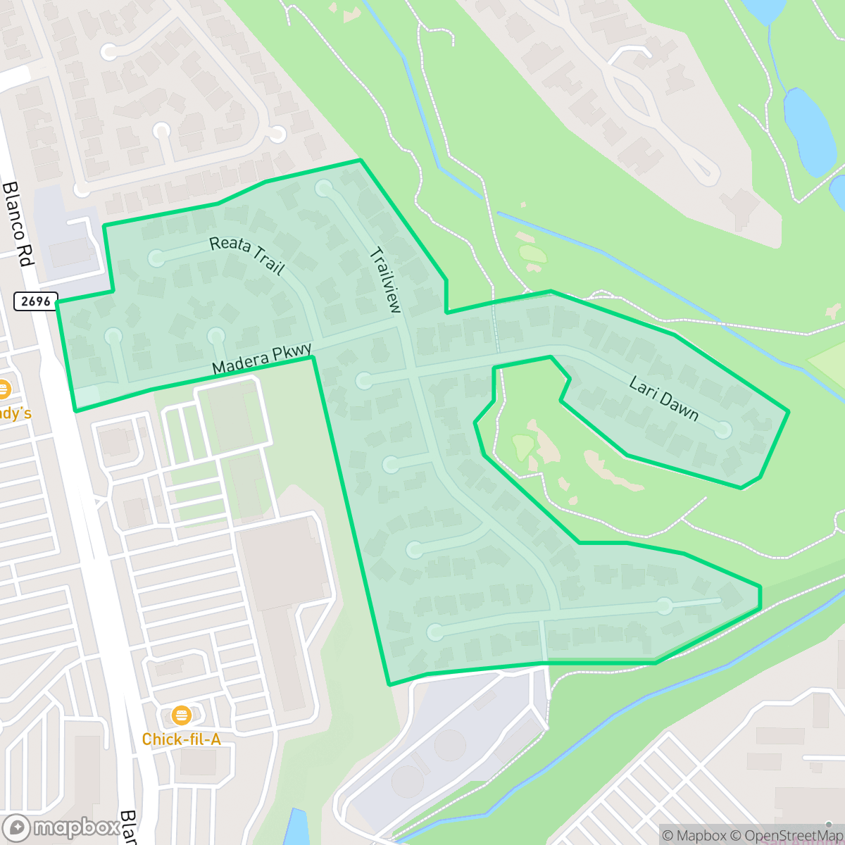 Map showing the location of The Woods of Sonterra, San Antonio, TX