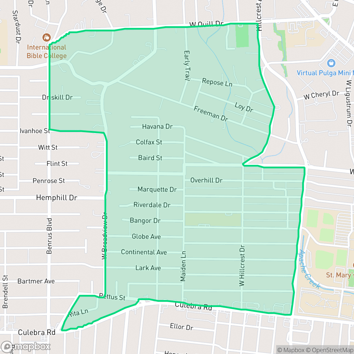 Map showing the location of Third World, San Antonio, TX