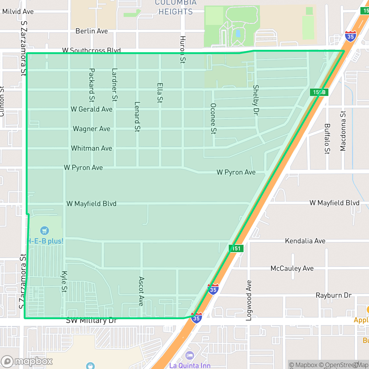 Map showing the location of Tierra Linda, San Antonio, TX