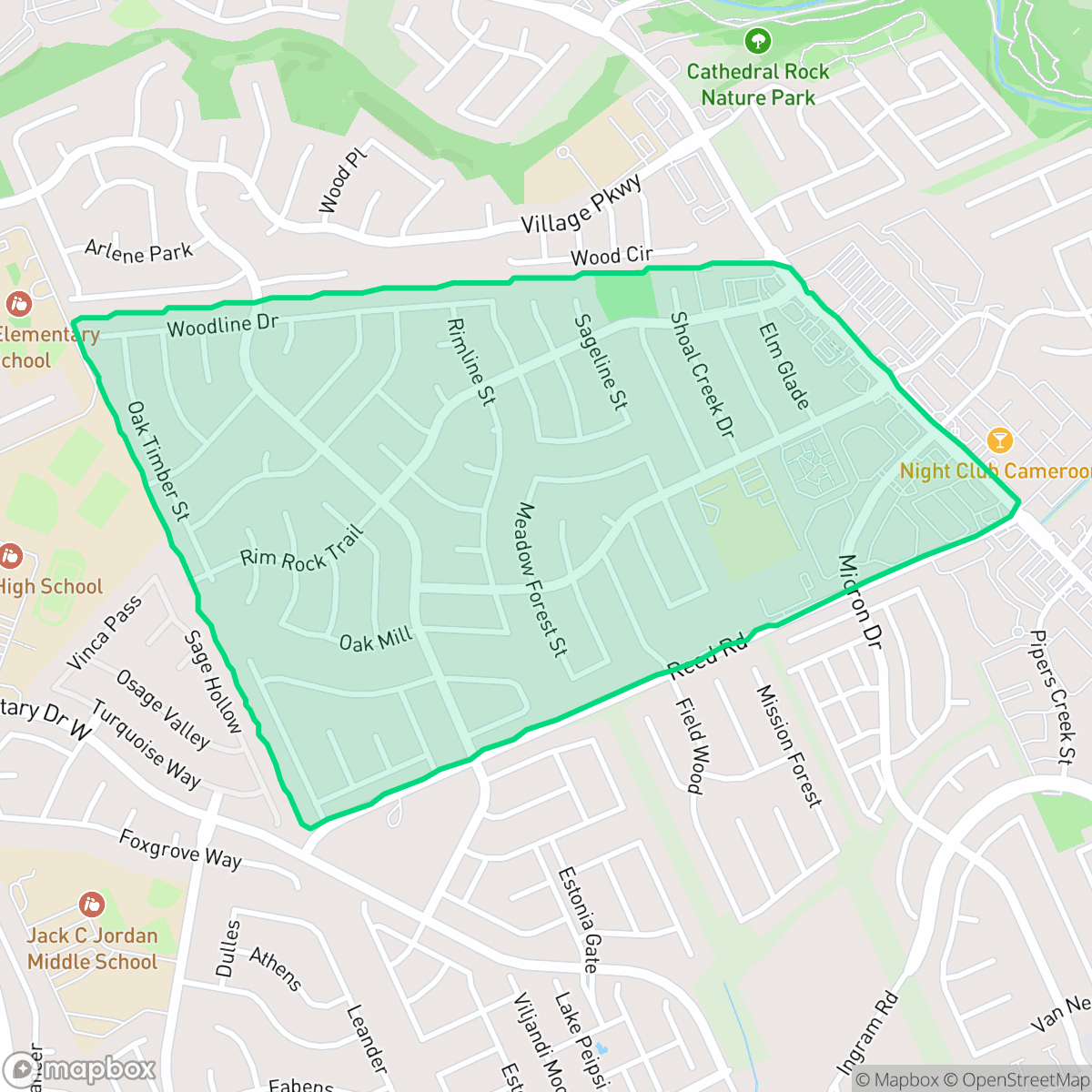 Map showing the location of Timber Ridge, San Antonio, TX