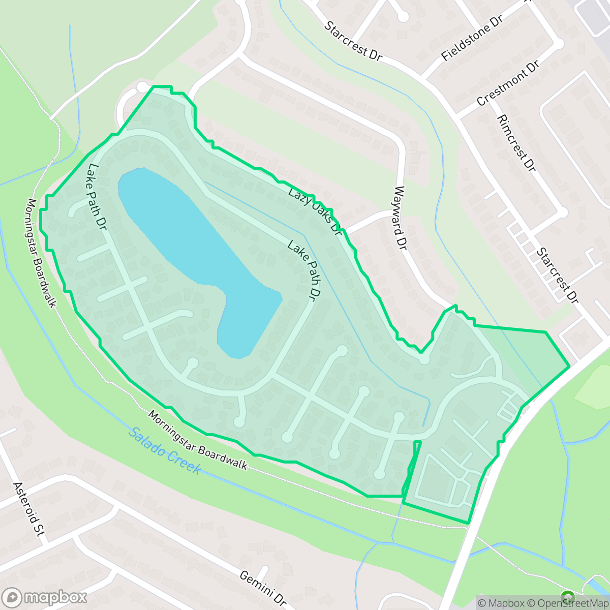 Map showing the location of Towne Lake Garden, San Antonio, TX