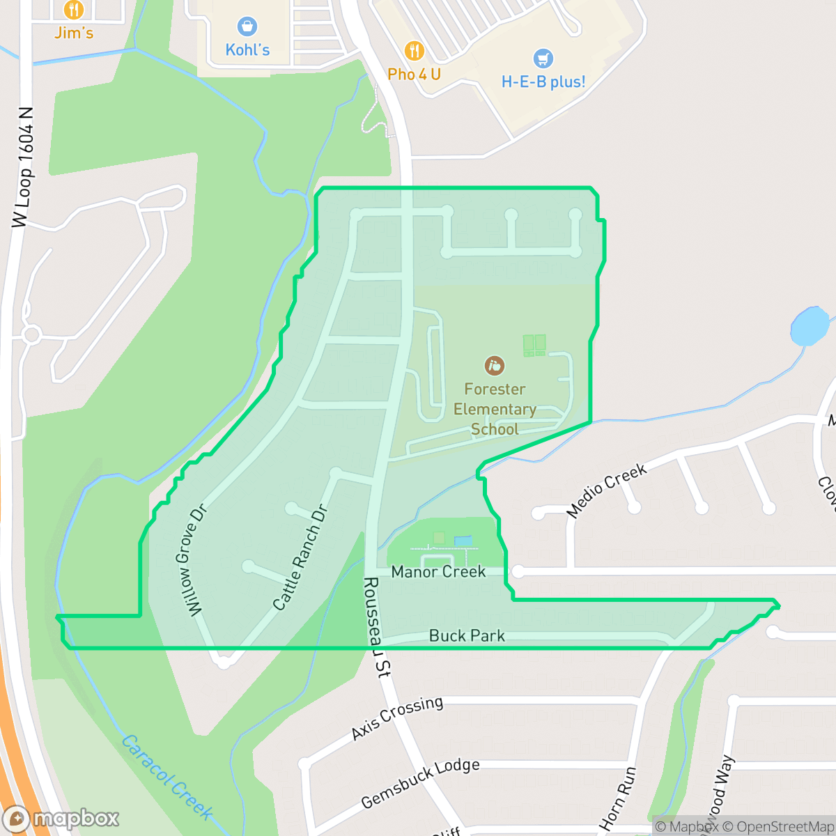 Map showing the location of Trophy Ridge, San Antonio, TX