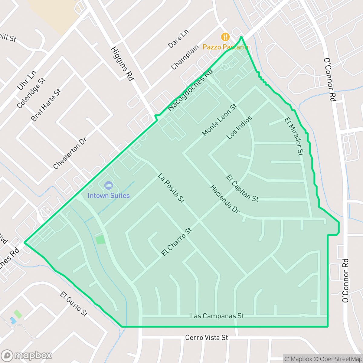 Map showing the location of Valencia, San Antonio, TX