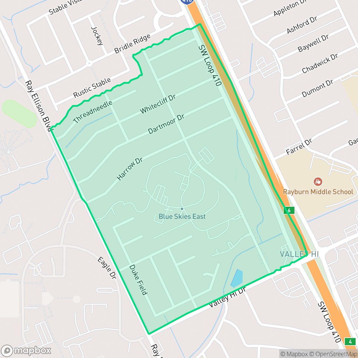 Map showing the location of Valley Hi North, San Antonio, TX