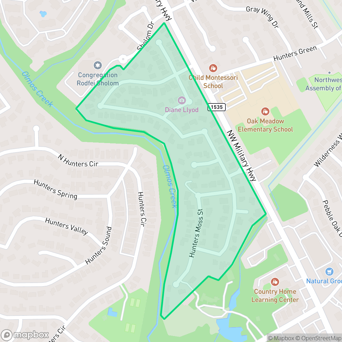 Map showing the location of Warwick Farms, San Antonio, TX