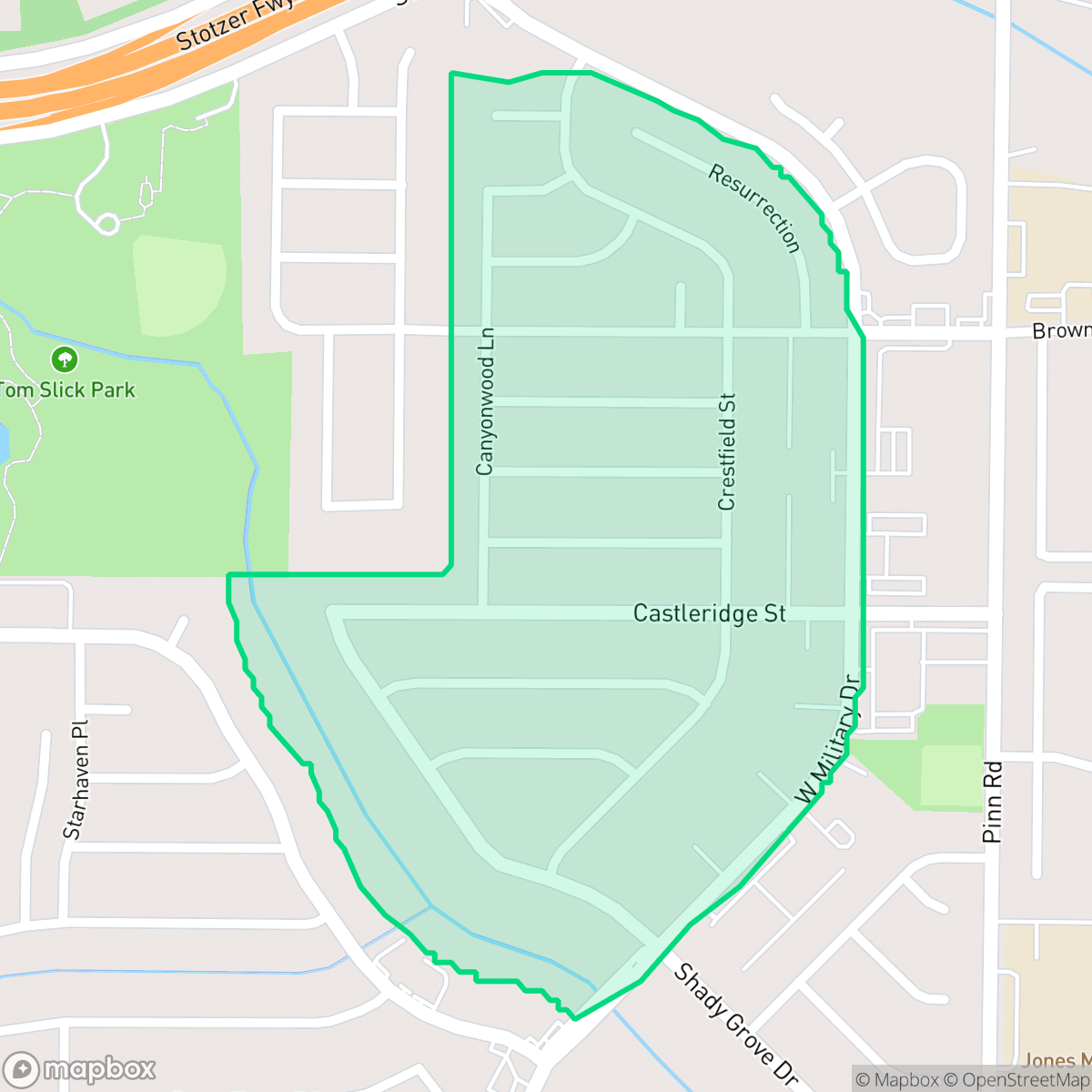 Map showing the location of Westwood Village I, San Antonio, TX
