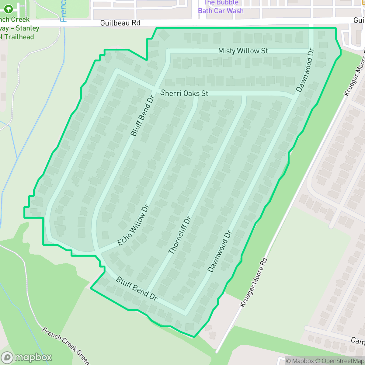 Map showing the location of Wildwood West, San Antonio, TX