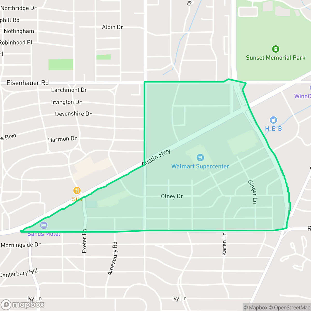 Map showing the location of Wilshire Village, San Antonio, TX