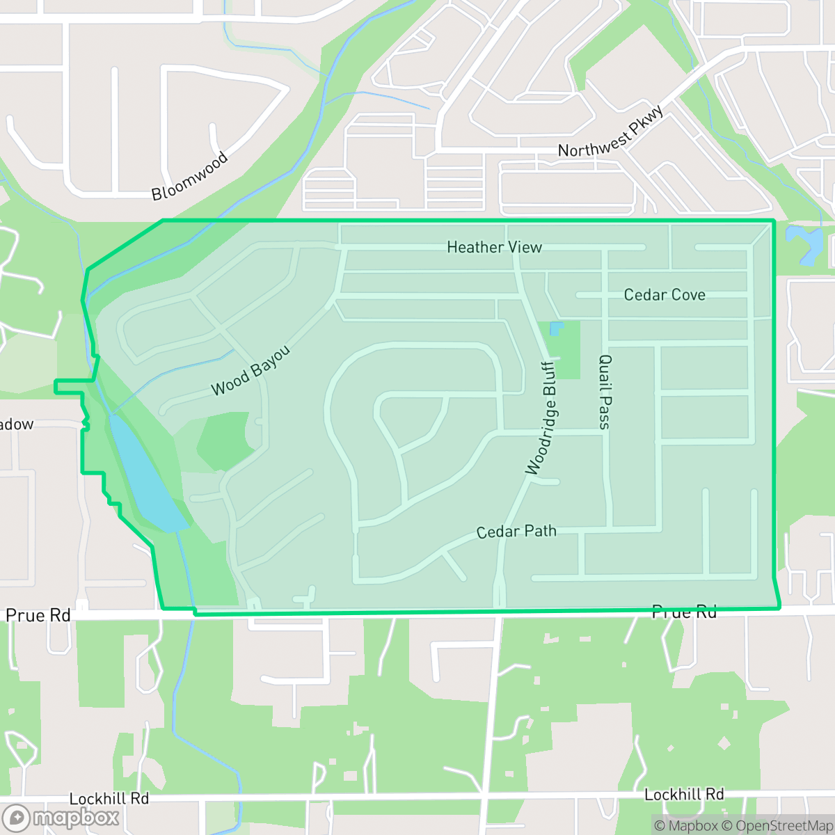 Map showing the location of Woodridge, San Antonio, TX