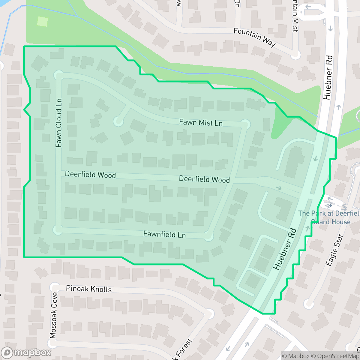 Map showing the location of Woods of Deerfield, San Antonio, TX