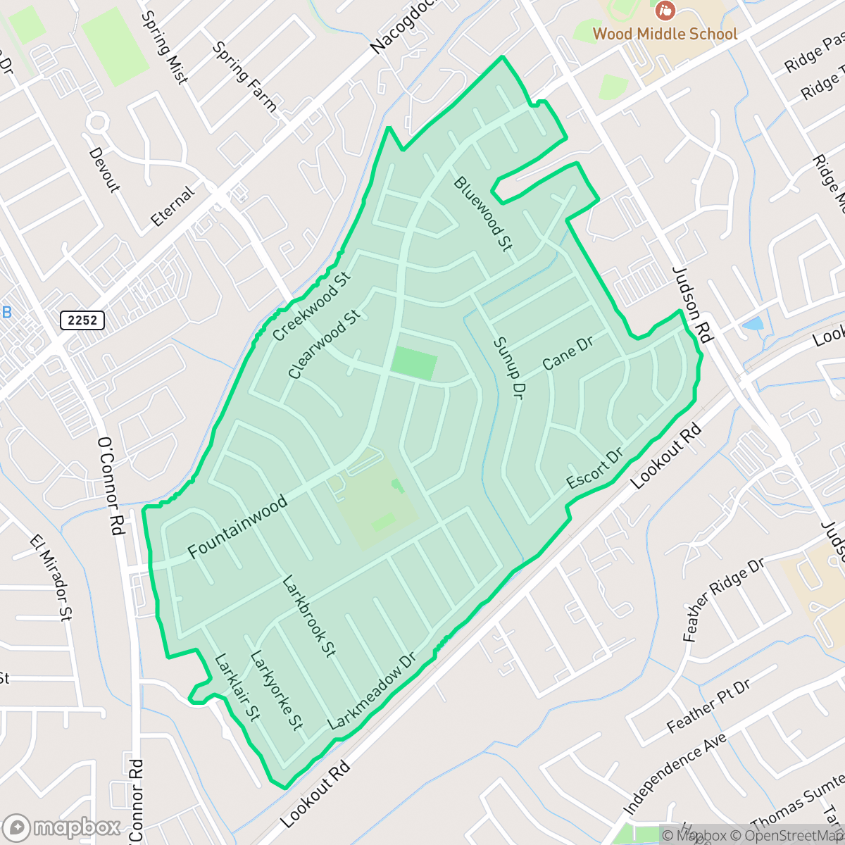 Map showing the location of Woodstone, San Antonio, TX