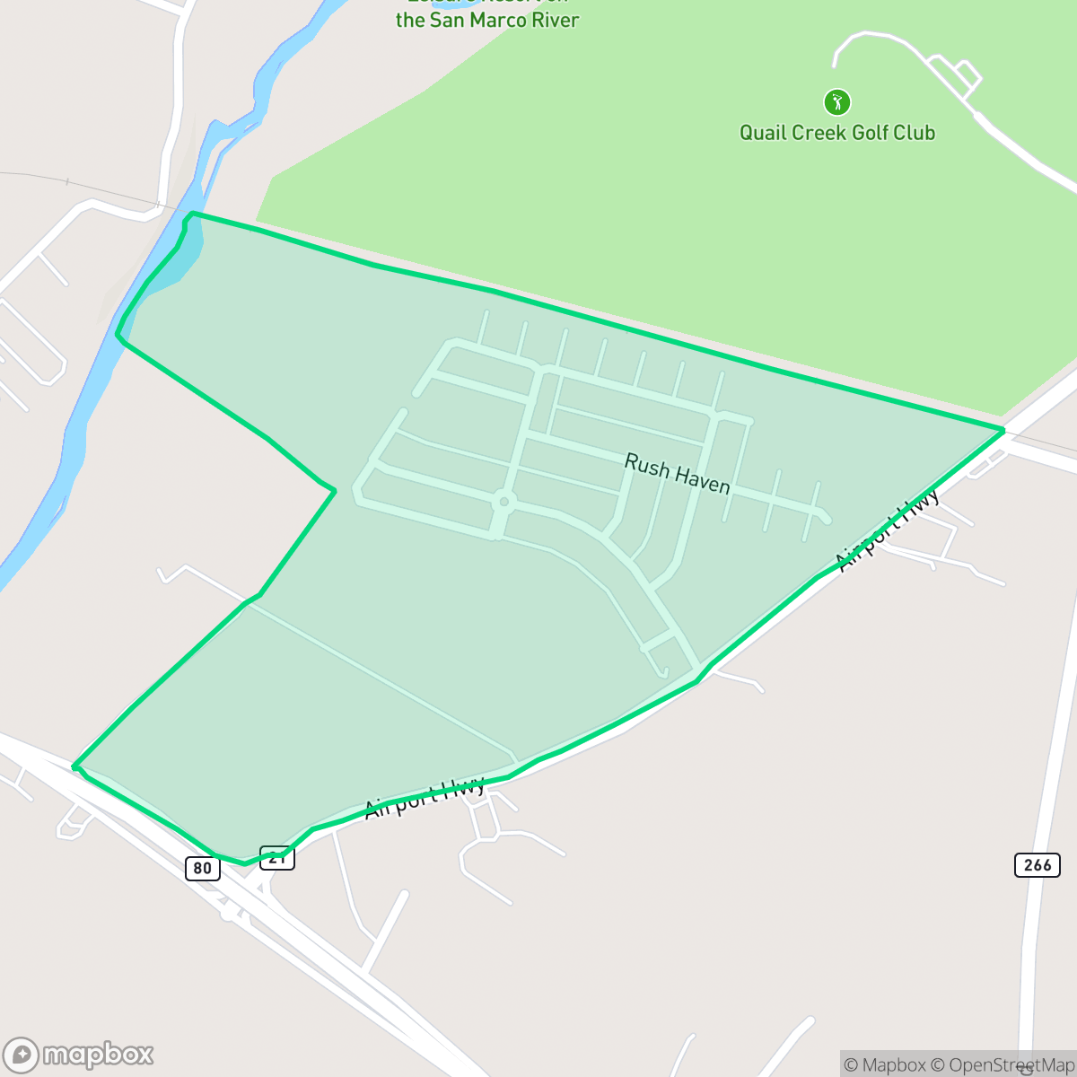 Map showing the location of Blanco River North, San Marcos, TX