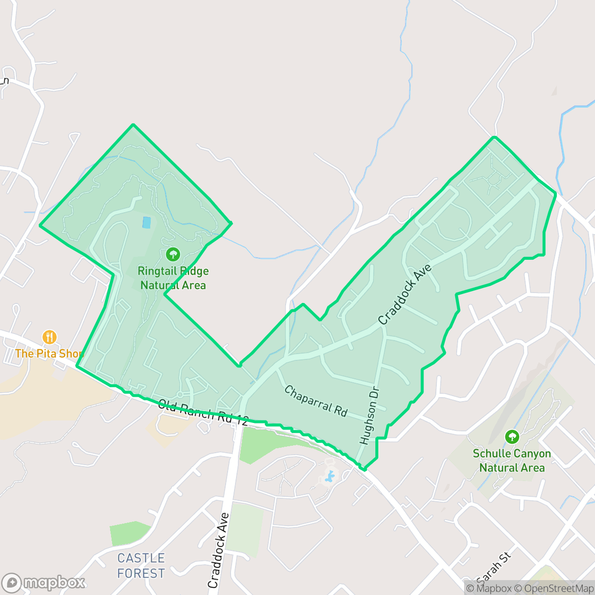Map showing the location of Hughson Heights, San Marcos, TX