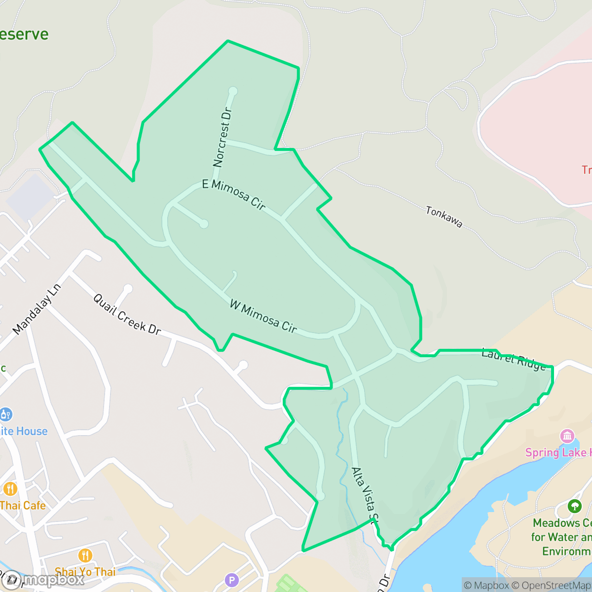 Map showing the location of Spring Lake Hills, San Marcos, TX