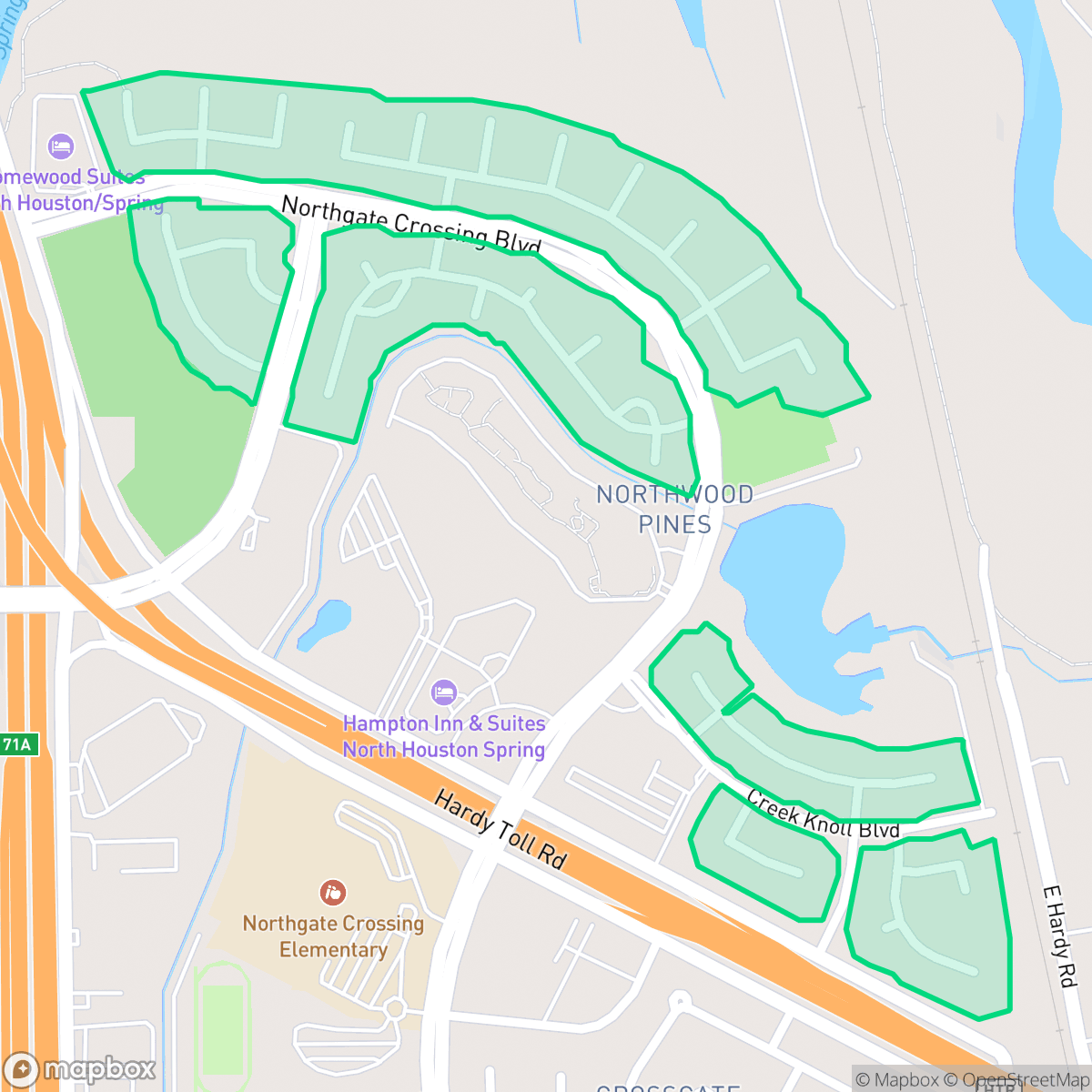 Map showing the location of Northwood Pines, Spring, TX