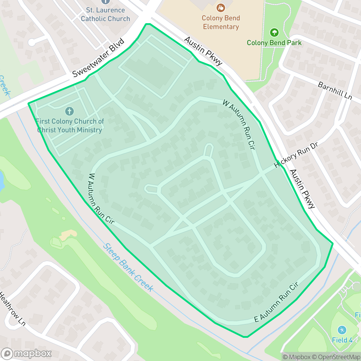 Map showing the location of Colony Park, Sugar Land, TX