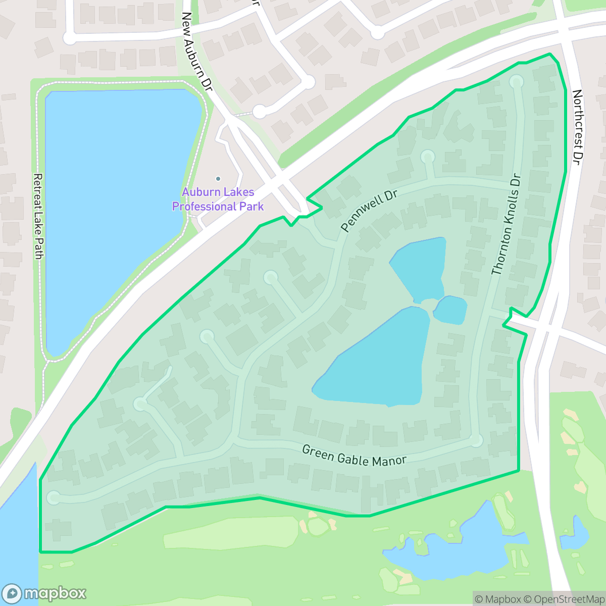 Map showing the location of Auburn Lakes Estates, The Woodlands, TX
