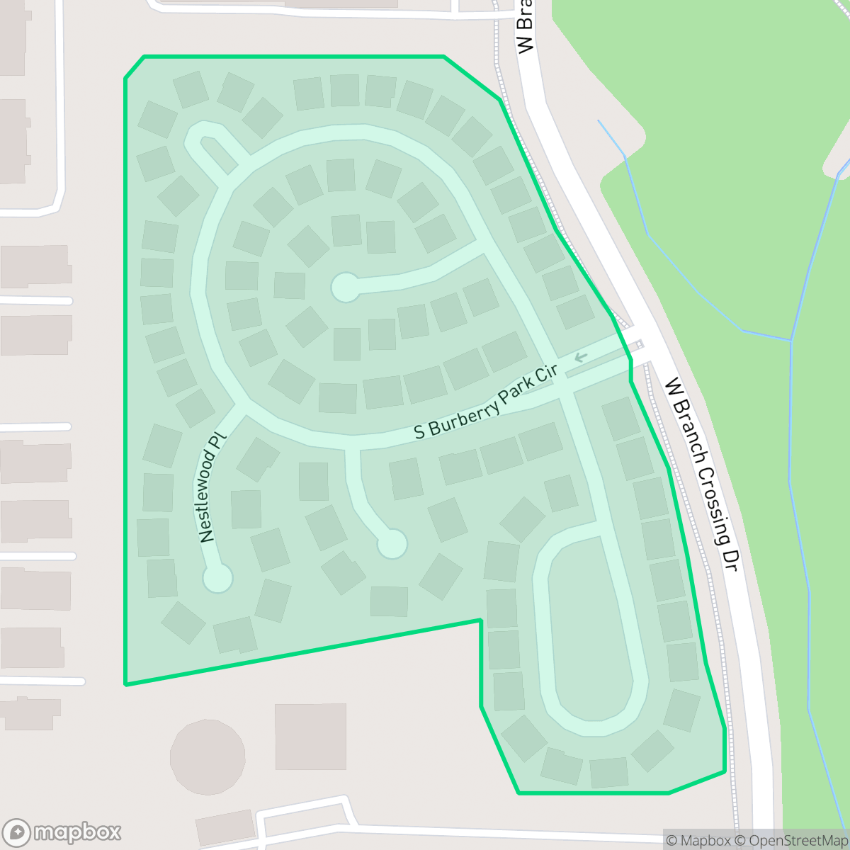 Map showing the location of Burberry Park, The Woodlands, TX
