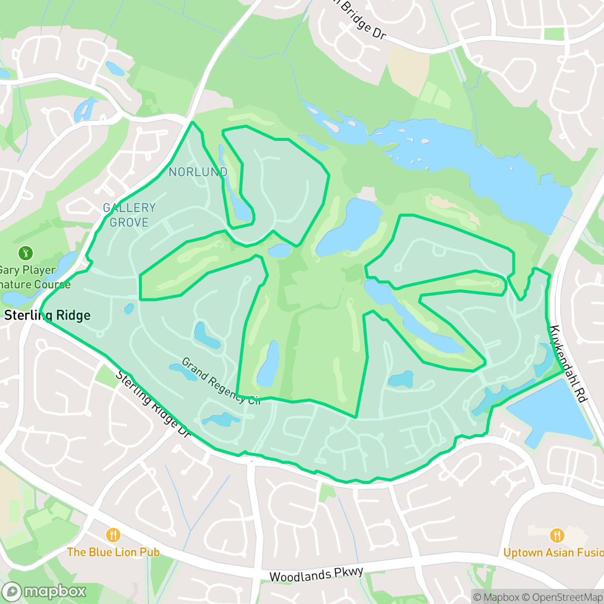 Map showing the location of Carlton Woods, The Woodlands, TX
