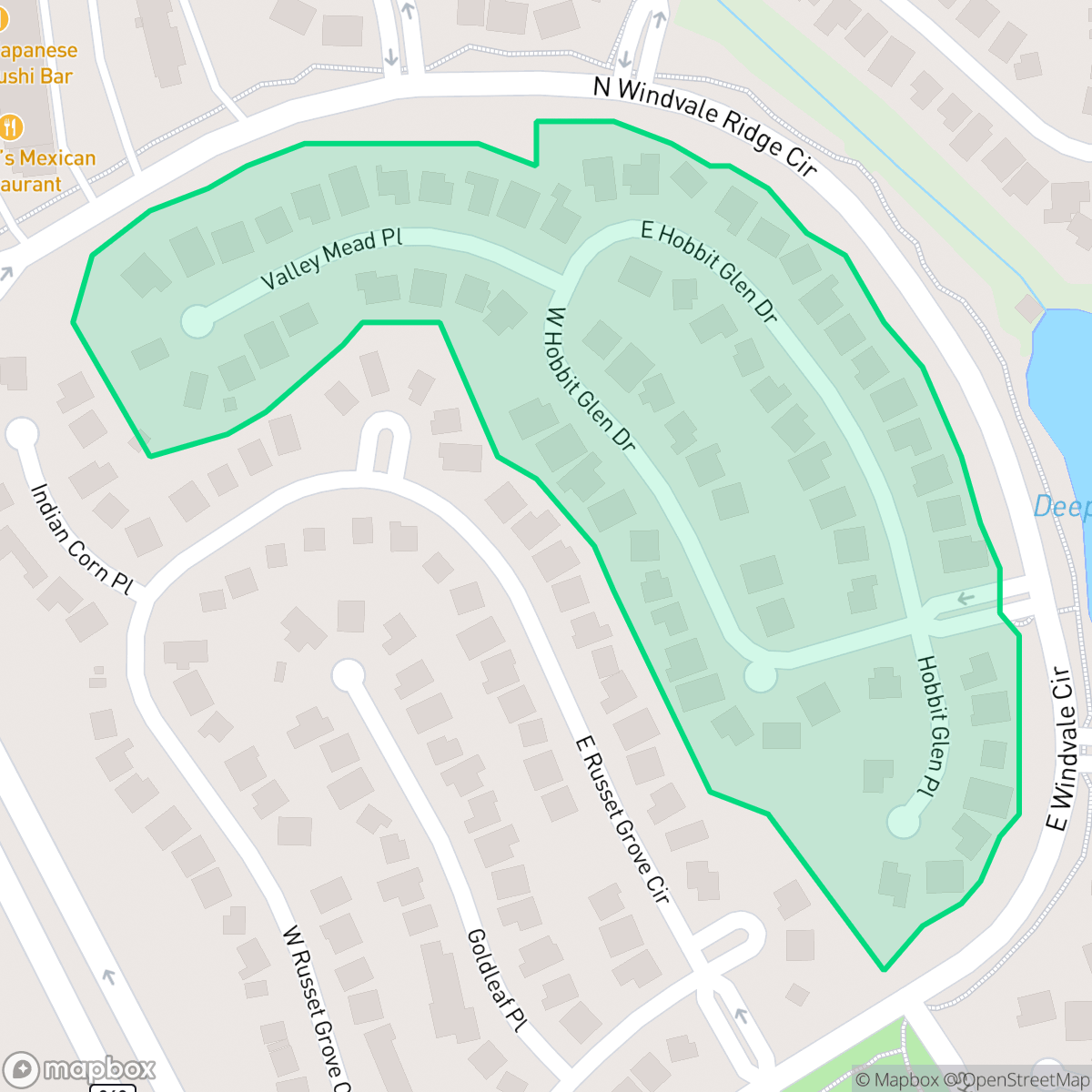 Map showing the location of Deepdale, The Woodlands, TX