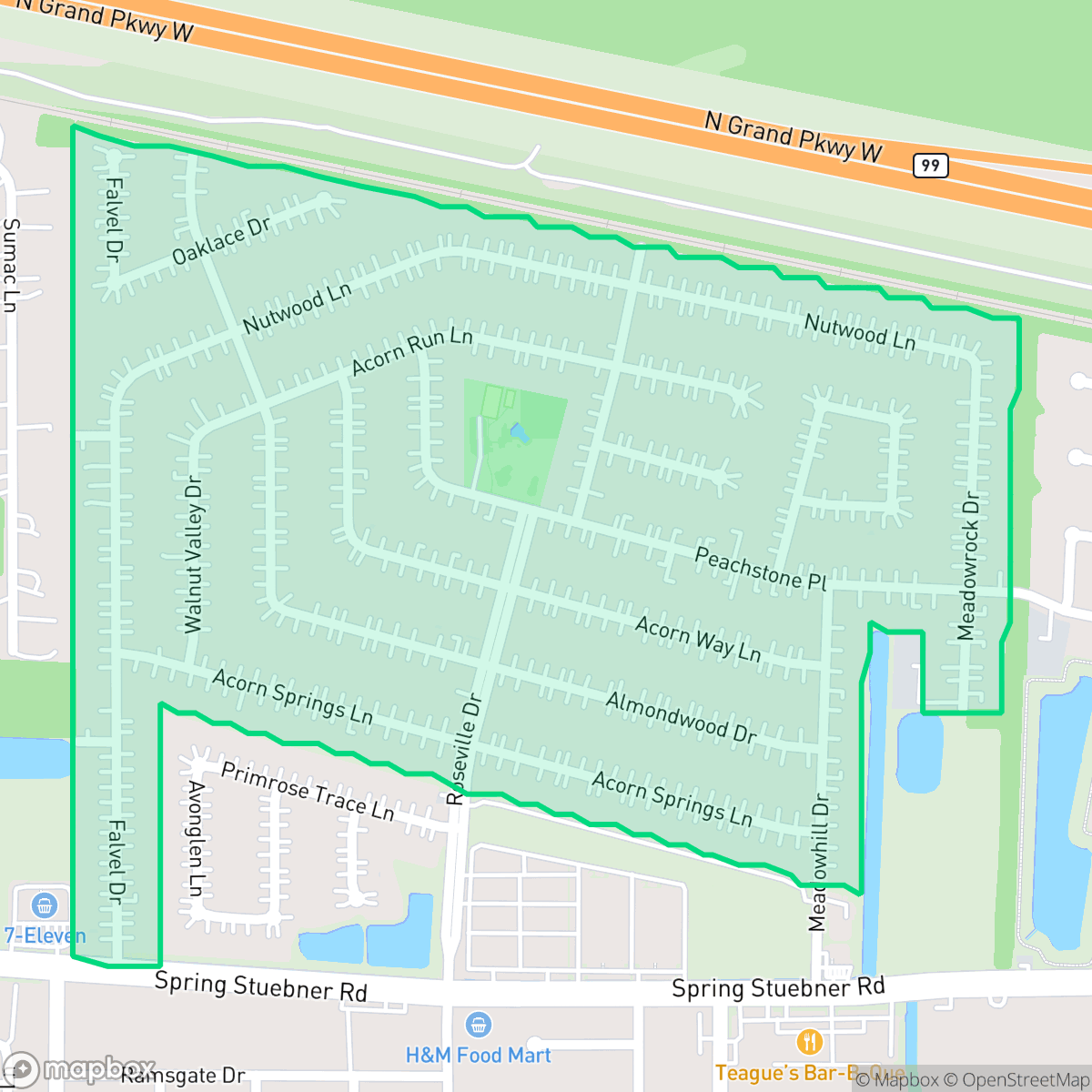 Map showing the location of Forest North, The Woodlands, TX