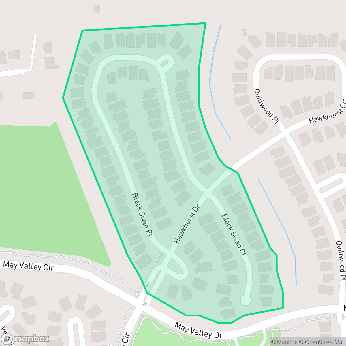 Map showing the location of Hawkhurst, The Woodlands, TX