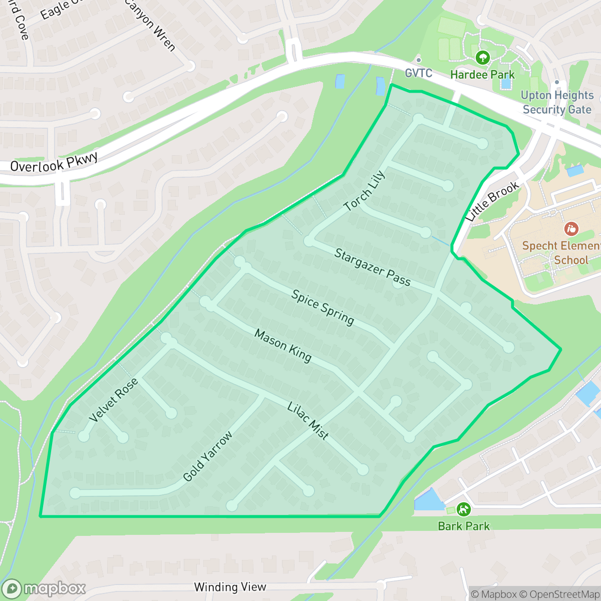 Map showing the location of The Bluffs, Timberwood Park, TX