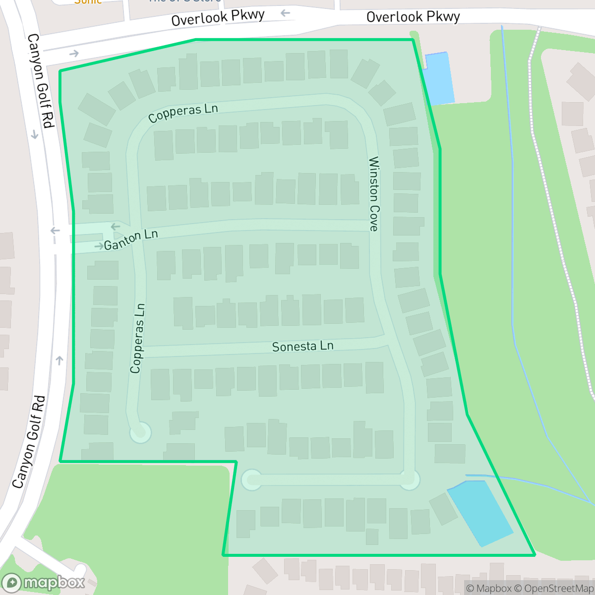 Map showing the location of The Coves, Timberwood Park, TX