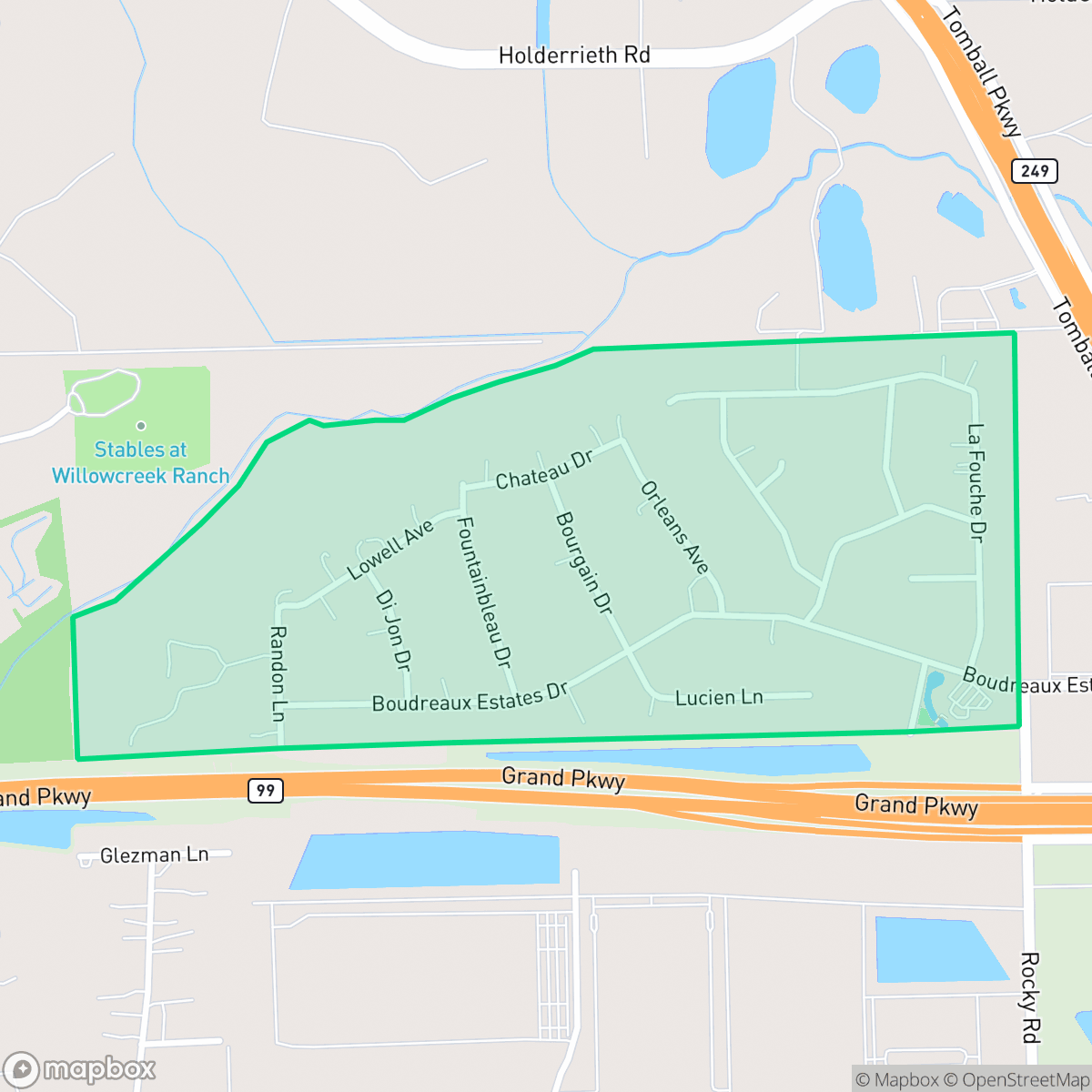 Map showing the location of Boudreaux Estates, Tomball, TX