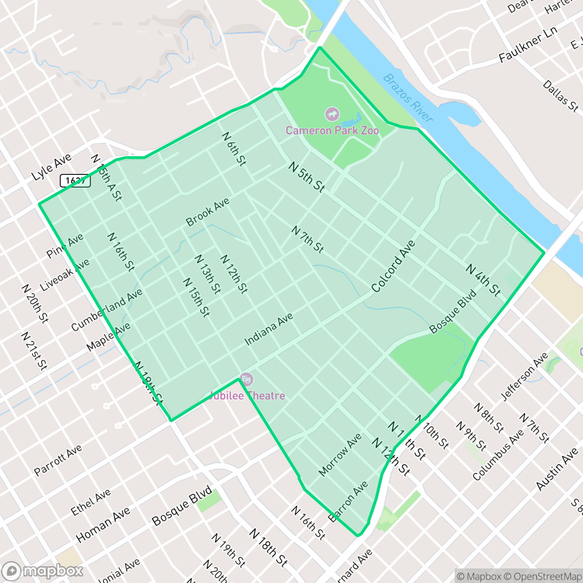 Map showing the location of Brook Oaks, Waco, TX