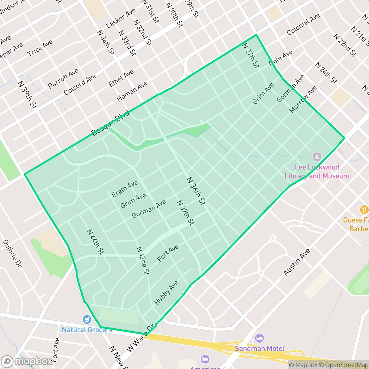 Map showing the location of Brookview, Waco, TX