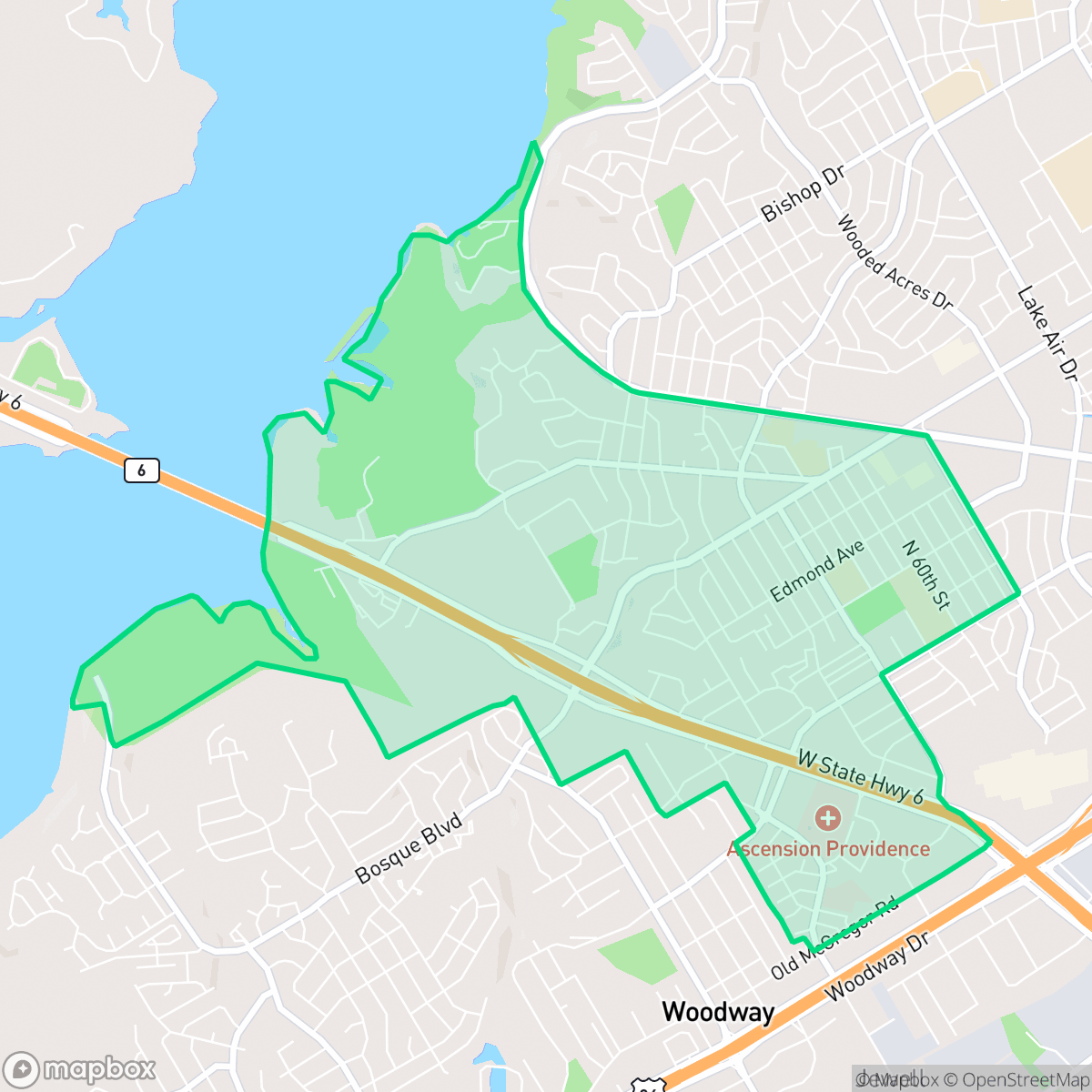 Map showing the location of Parkdale Viking Hills, Waco, TX